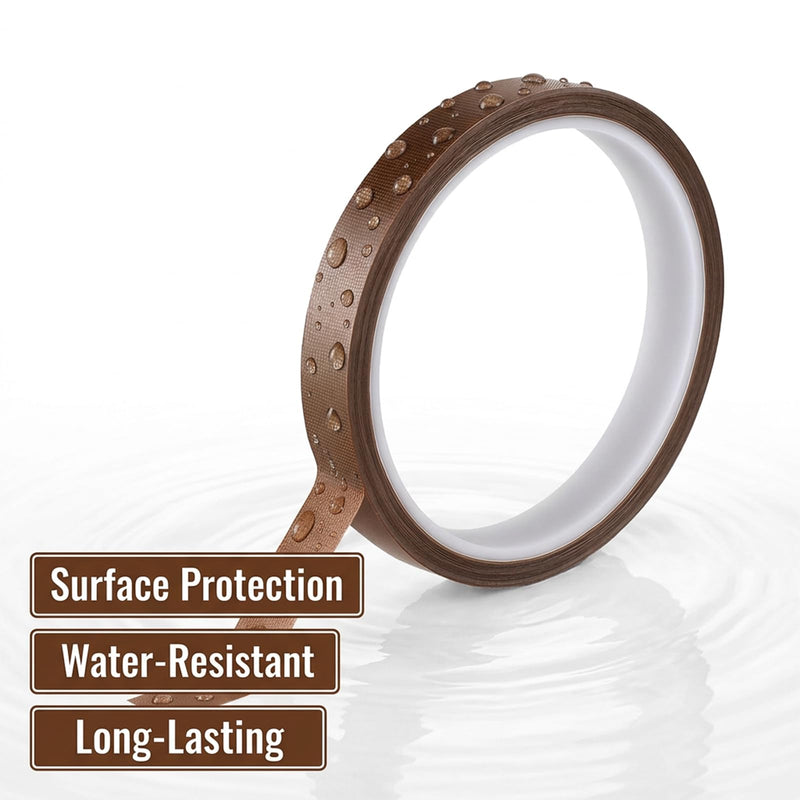 3 Rolls 1/2 Inch x 33 Feet Low Friction Drawer Slide Tape, PTFE Curtain Glide Tape with Abrasion & Squeak Resistant Surface Protection for Furniture Wood Cabinet (Brown)