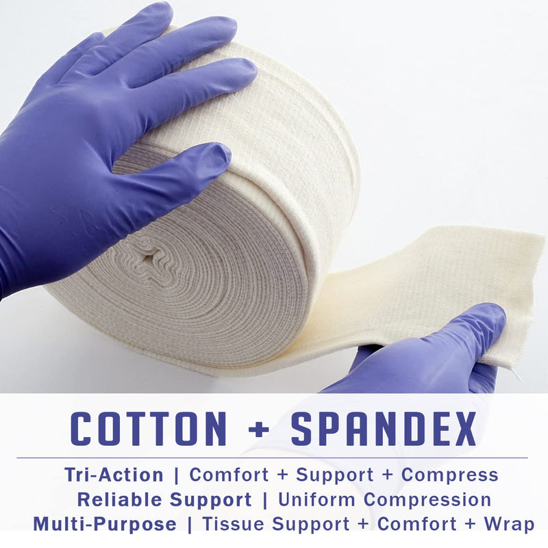 [Australia - AusPower] - EVERLIT Elasticated Tubular Support Bandage | Stockinette Tubing for Large Arm, Knees, Legs | Light to Moderate Compression Bandage Roll for Tissue Support (Size F | 4" x 11 yd) Size F | 4" x 11 yd 
