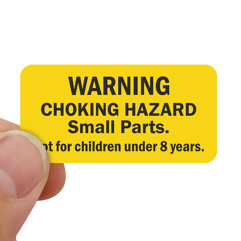 SmartSign (750/Pack) Warning Choking Hazard Small Parts Not for Children Under 8 Years Labels in Dispenser Box, 0.5 x 1 inch, Semi-Gloss Paper Stickers with Permanent Adhesive, Yellow/Black, USA-Made