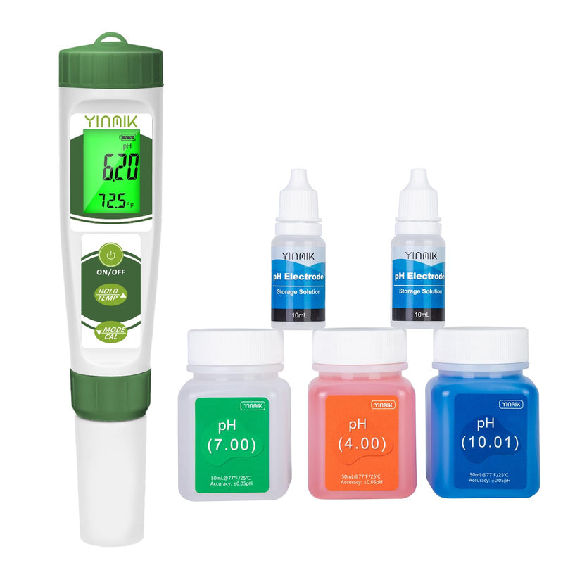 YINMIK 2024 New 4 in 1 pH Meter with Extra pH Calibration Solution