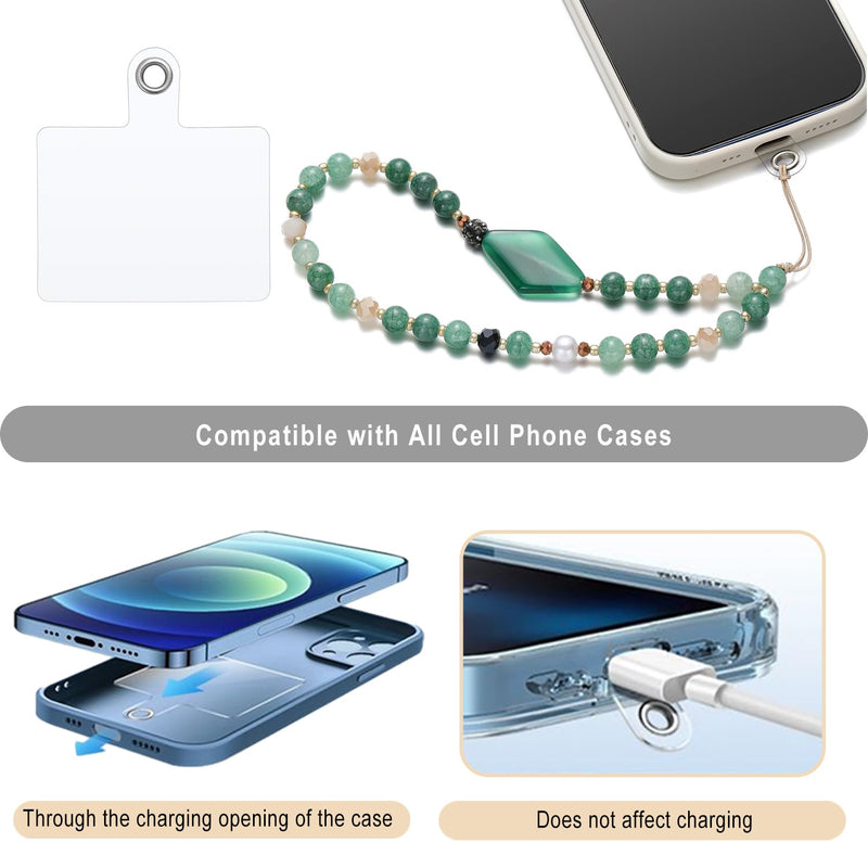 [Australia - AusPower] - S.J JEWELRY Phone Charm Phone Wrist Strap with Tether Tab Beaded Phone Lanyard Phone Wristlet Handmade Semi-Precious Gemstone Phone Chain Green 