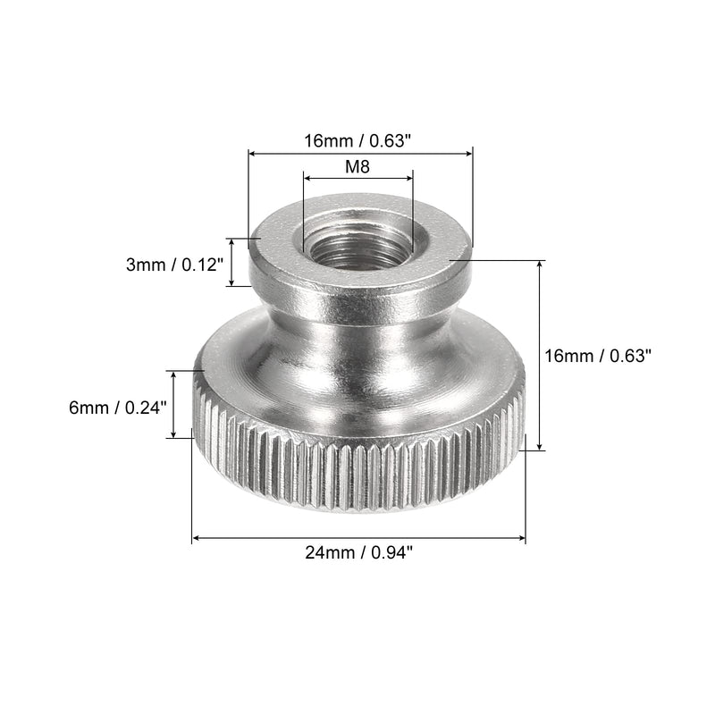 [Australia - AusPower] - uxcell Knurled Thumb Nuts, 2pcs M8 x D24mm x H16mm 304 Stainless Steel Knurled Nut with Collar High Head Blind Hole Knurled Thumb Nuts for 3D Printer Parts M8 x 24mm x 16mm 2 