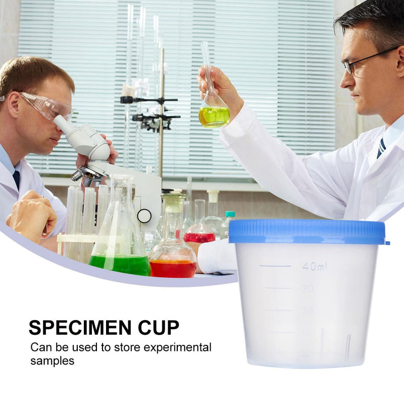 [Australia - AusPower] - EXCEART 50pcs Sterile Specimen Cups Specimen Collection Cups Urine Cups Pregnancy Test Cups Sample Containers with Lid for Laboratory 40ml Random Color 