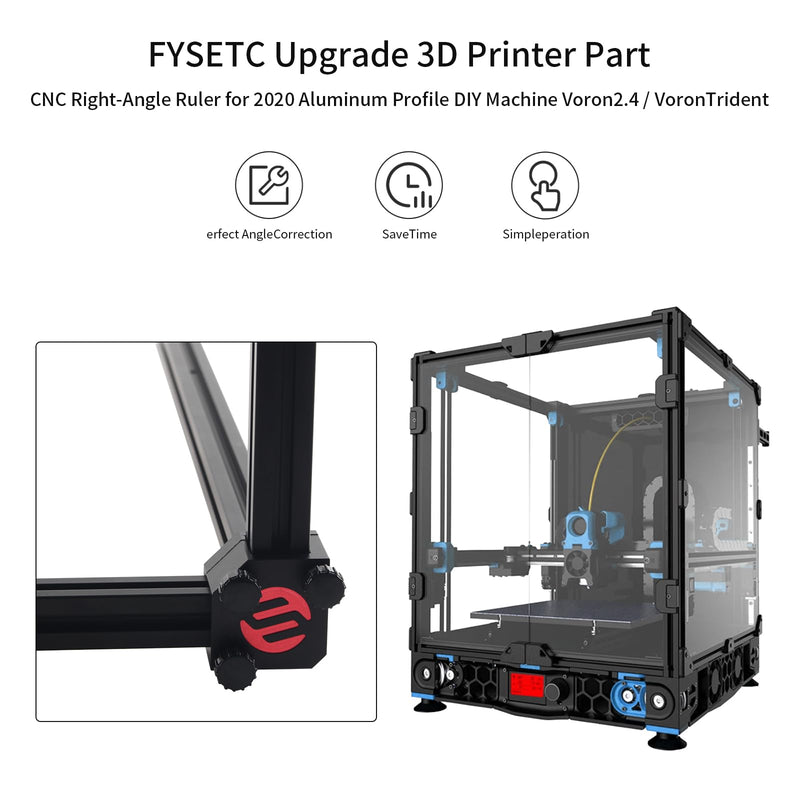 [Australia - AusPower] - FYSETC 3D Printer Part 2020 Aluminum Extrusion Right-Angle Tool: Voron2.4 6mm Extruded Aluminum V-Slot 20x20 Profile Installation Ruler - Anodized CNC All Metal Corner Bracket with M3x30mm Hand Knob 