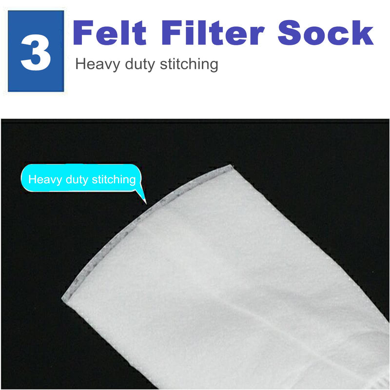 [Australia - AusPower] - 2 Pack 25 Micron 4"x9" Felt Filter Bags, 4 Inch Ring by 9 Inch Long, Liquid Filter Socks Size 3 