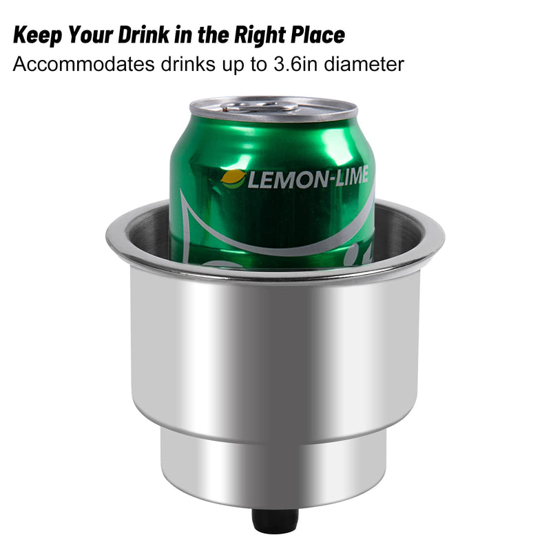 Goture Stainless Steel Cup Drink Holder with Drain Marine Boat Rv Camper Rod A-Cup Holder(6PCS)