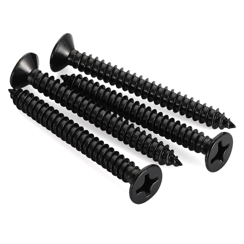 [Australia - AusPower] - 100PCS #4 x 1-1/2" Flat Head Sheet Metal Screws Phillips Drive Wood Screws, Black Oxide 304 Stainless Steel 18-8, Self Tapping 100 #4×1-1/2" (100 pcs) 
