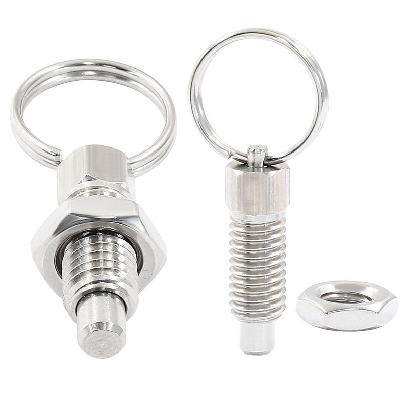 [Australia - AusPower] - 6Pcs Retractable Spring Plunger with Pull Ring M8 x 1.25 Thread Size Non Lock-Out Knob Plunger Stainless Steel Knob Plungers for Industrial Equipment M8 x 1.25mm 