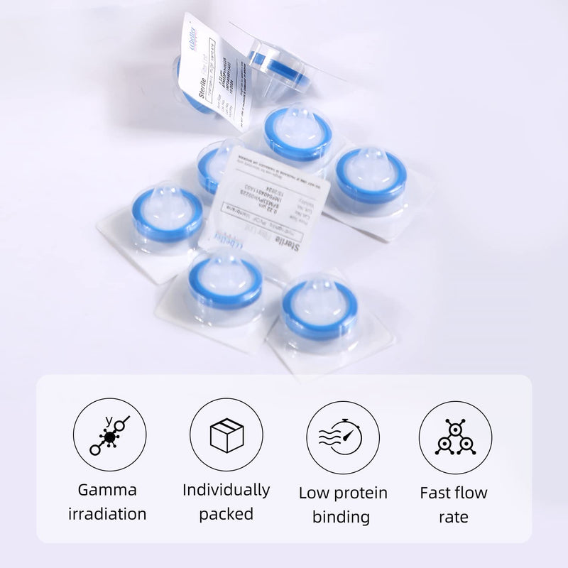 [Australia - AusPower] - 10PCS PVDF Syringe Filter 0.22?m Sterile Hydrophilic Filtration Lab Filters 25mm Membrane Diameter Individually Packed 25mm, 0.2?m 10pcs 