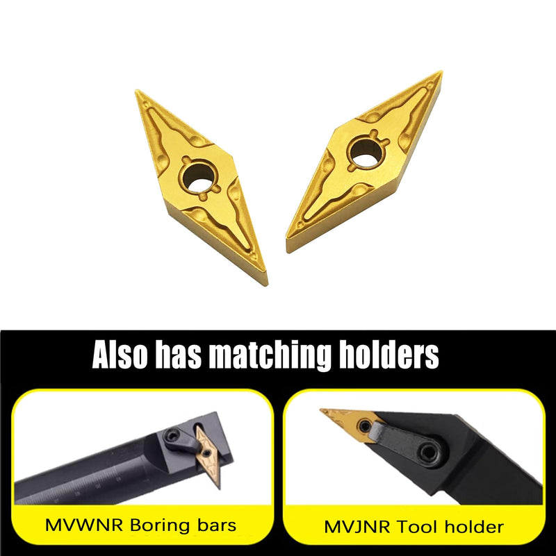 [Australia - AusPower] - Indexable external Carbide Turning Inserts VNMG331/332 VNMG160404/08 carbide cutting tool inserts for Cutting Stainless Boring Bar inserts Turning tool holders replace inserts (VNMG332–MA Gold) VNMG332–MA Gold 