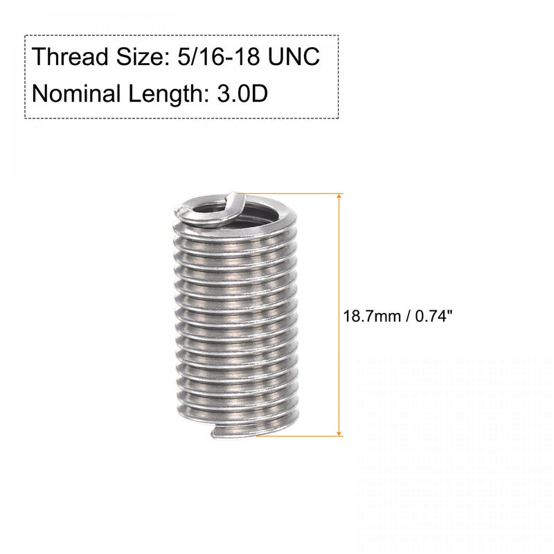 [Australia - AusPower] - uxcell Wire Thread Inserts 5/16-18 UNC 3.0D 304 Stainless Steel Helical Type Coiled Wire Screw Repair Threaded Sleeve Steel Sheath 5pcs 