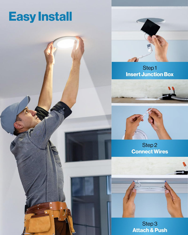 [Australia - AusPower] - Sunco Lighting 2 Pack 6 Inch Ultra Thin LED Recessed Ceiling Lights, 5000K Daylight, Dimmable, 14W, Wafer Thin, Canless with Junction Box 