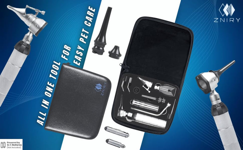 [Australia - AusPower] - Veterinary LED ENT Otoscope Diagnostic Set, with 12 Various Diagnostic Instruments 