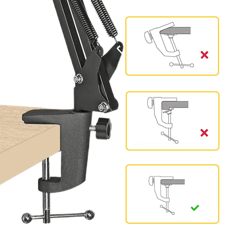 [Australia - AusPower] - Replacement Aluminum Alloy Universal Bracket Adjustable C-Clamp Desk Light Mounting Bracket Cantilever Bracket for Microphone Arm and Desktop Table Lamp 