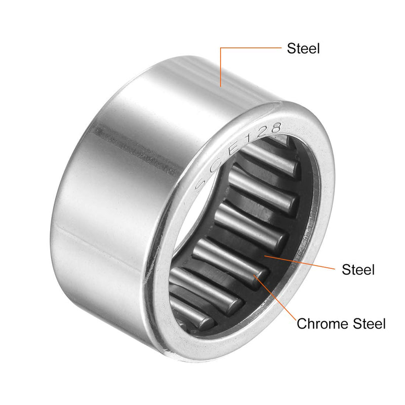 [Australia - AusPower] - uxcell SCE128 Needle Roller Bearings 3/4-inch Bore 1-inch OD 1/2-inch Width Chrome Steel Open End 2pcs 3/4x1x1/2" 