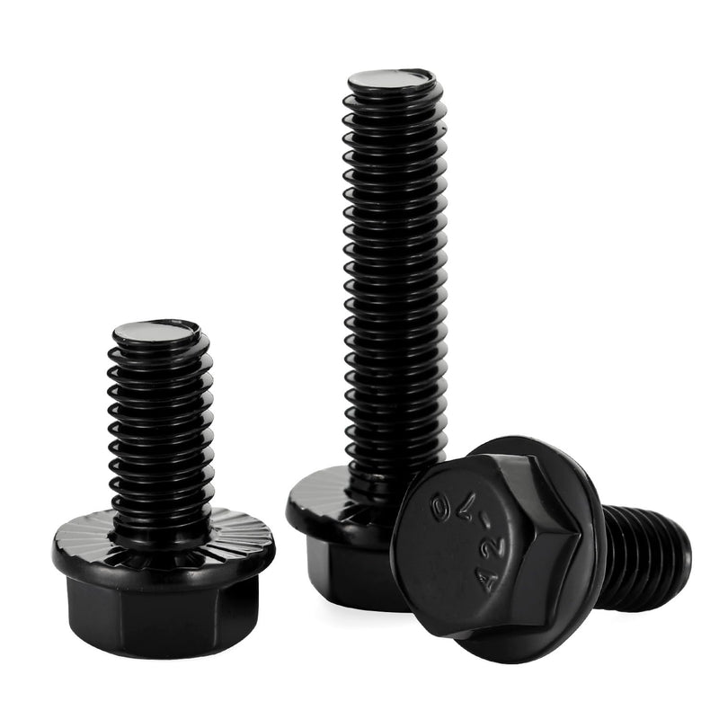 [Australia - AusPower] - 1/4-20 x 1-1/4" Black Flanged Hex Head Bolts Flange Hexagon Screws, Stainless steel 304, Fully Threaded, 25 PCS 1/4-20 x 1-1/4" 
