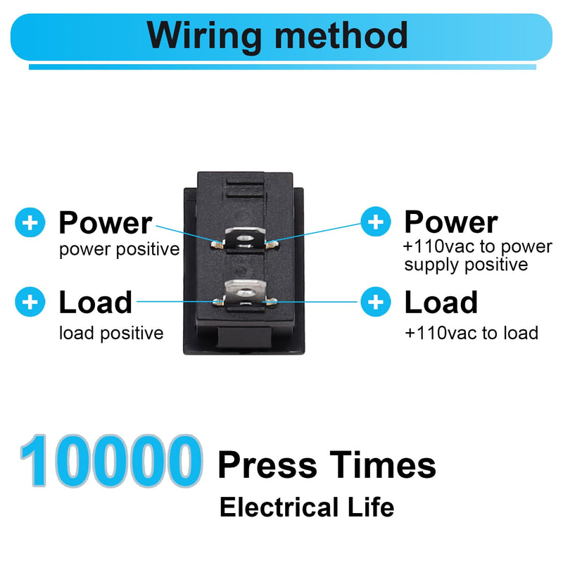 [Australia - AusPower] - TWTADE 8Pcs 12V Rocker Switch On/Off 2 Pin 2 Position SPST Car Auto Boat Rocker Toggle Switch AC 6A/250V 10A/125V KCD1-1-101 