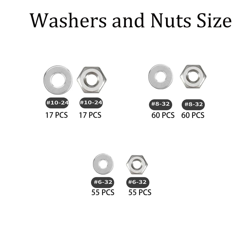 [Australia - AusPower] - 421Pcs Nuts and Bolts Assortment Kit,# 6-32# 8-32# 10-24 Phillips Pan Head Machine Screws Nuts Washers Assortment Kit, 304 Stainless Steel 421Pcs Machine Screws Sets 