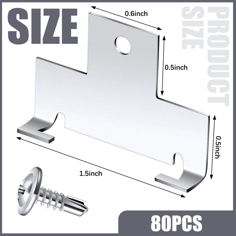 Dunzy Recessed Light Clips Downlight Housing C Clips Retrofit for Downlight with Self Tapping Screws Metal for Retrofit Down Light, Silver (80 Pcs) 80