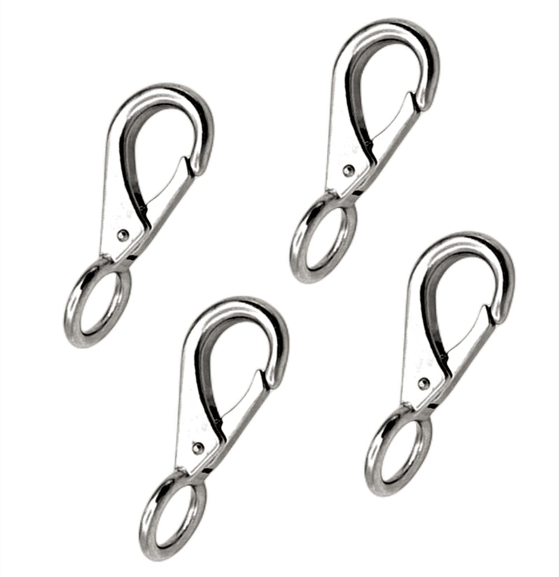[Australia - AusPower] - 2/4Pcs Heavy Duty Stainless Steel 316 Spring Snap Hook Fixed Eye Clip Carabiner Marine Clip Dock Hardware Accessories 3# 4Pack 