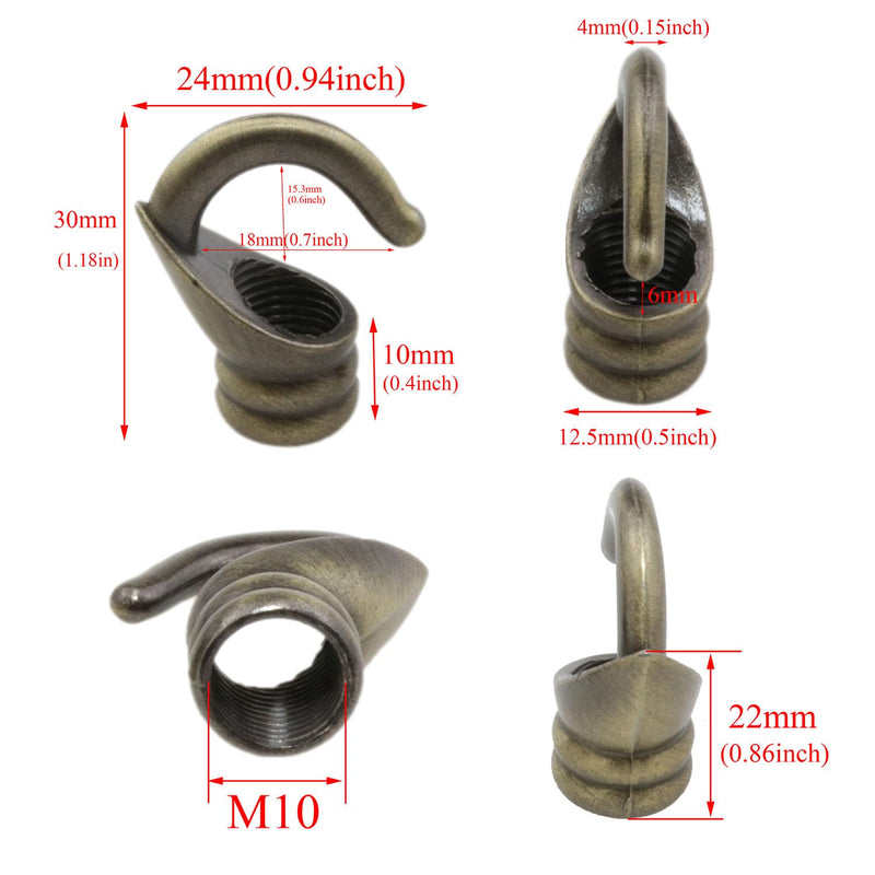 [Australia - AusPower] - Light Fixture Hooks Ring Nut Lifting Ring Nut Eye Nuts Lamp Nut M10 Thread Bronze Ring Hanging Light Ring Lighting Chandelier Replacement Parts Swag Light Kit 4 Set 