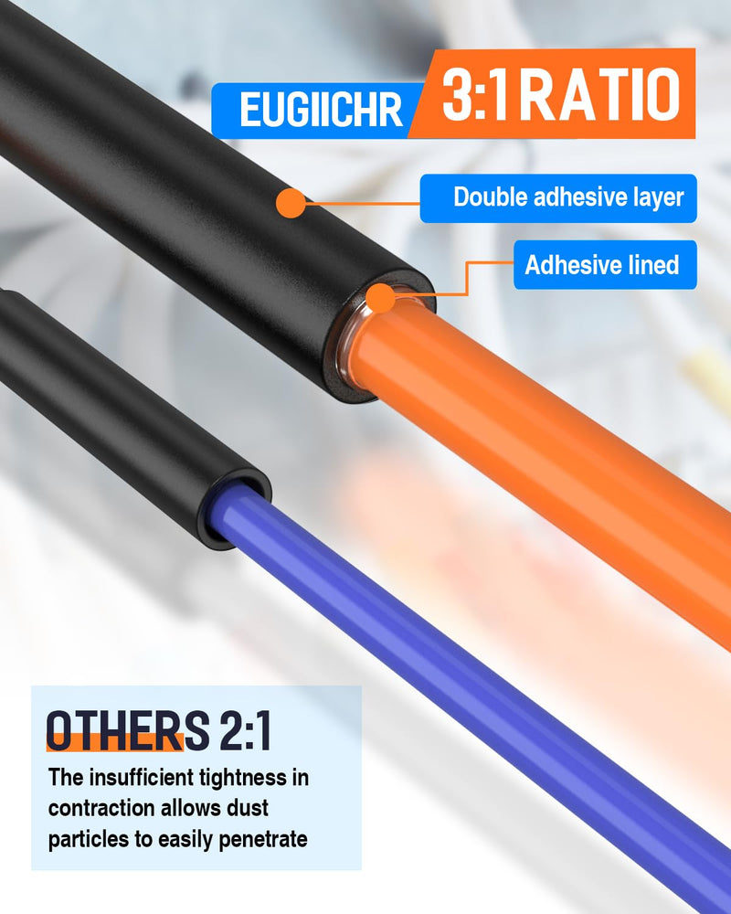[Australia - AusPower] - Heat Shrink Tubing-3:1 Adhesive Lined, Shrinkable Wire Wrap Tube, Marine-Grade Waterproof, Insulated & Sealed, Oil/Wear Resistant for Industrial, Automotive, Wire/Cable Repair (108pcs) 108pcs 
