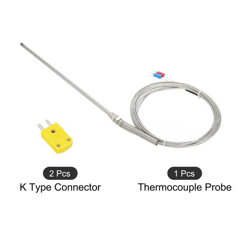 [Australia - AusPower] - MECCANIXITY K Type Thermocouple Probe 5mm Probe 932°F(500°C) 10ft with 2pcs K Type Male Connector for Measuring 