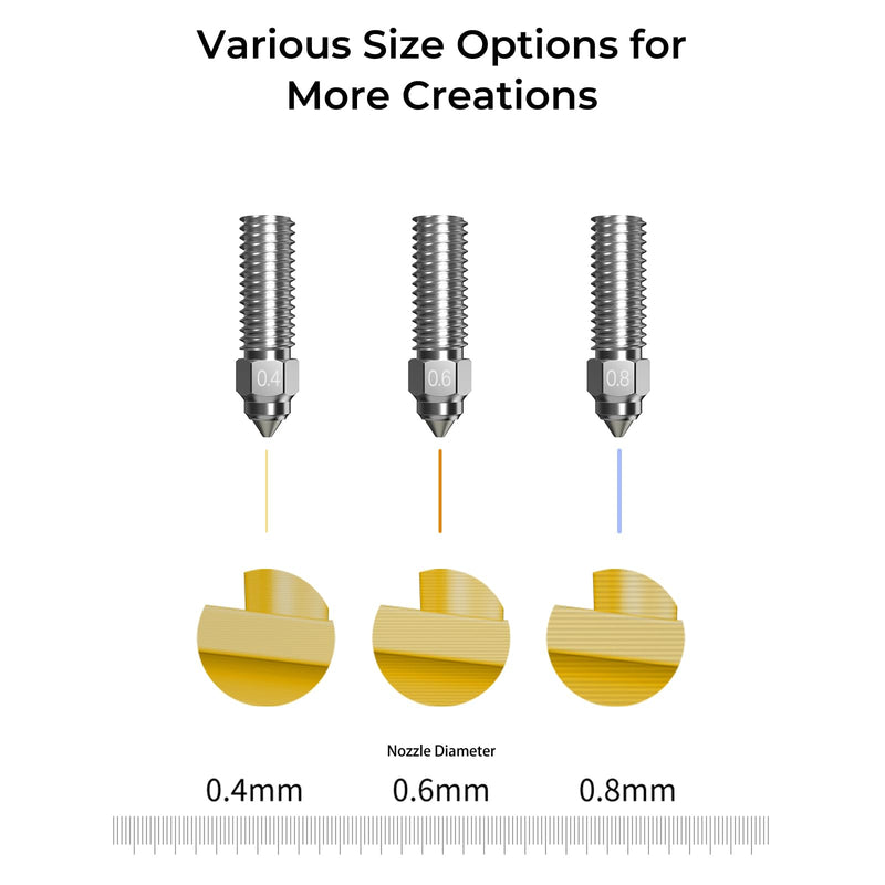 Creality Ender 3 V3 KE / K1 Max 3D High Flow Nozzle Kit, High Hardness Bimetallic Nozzles for 600mm/s High-Speed Printing, Wide Applicability for PLA/ABS/PETG/TPU/PP/PC, Etc.