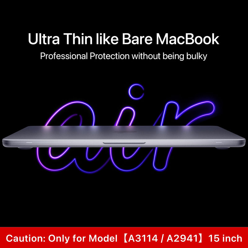 [Australia - AusPower] - Invisible Armor for MacBook Air 15 inch Case 2023 2024 New M3 M2 [Same as Bare Device] [Scientific Slim] Protective Hard Shell Translucent Cover for Laptop Model A3114 A2941 - Matte Clear 
