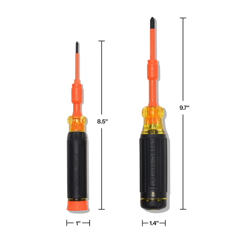 Klein Tools 32310INS 10-in-2 Insulated Multi-Bit and Multi-Bit Precision Screwdriver Set, Auto-Locking Collar, 1000V Rated, In-Handle Bit Storage 2-Piece Set