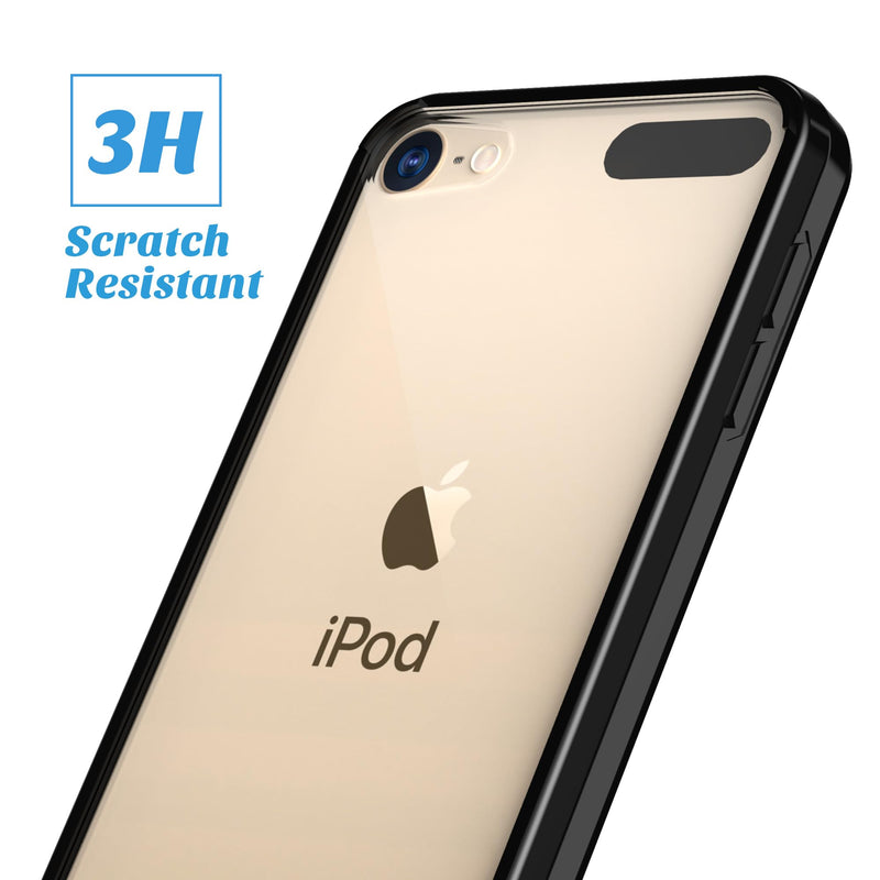 [Australia - AusPower] - ULAK iPod Touch 7 Case,iPod Touch 6 & 5 Case, Clear Slim Hybrid Bumper TPU/Scratch Resistant Hard PC Back/Corner Shock Absorption Case for Apple iPod Touch 5th 6th 7th Generation, Black 