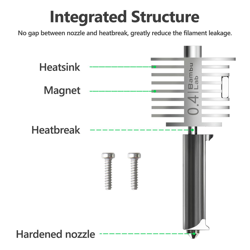 Original Bamboo Lab A1 Mini hotend,A1 Stainless Steel All-in-one Hotends Kit with 0.4mm Nozzle High Speed Printing All Metal Extruder Hot End Replacement kit for Bambu Lab A1 Series Original 0.4mm A1/A1mini hotend