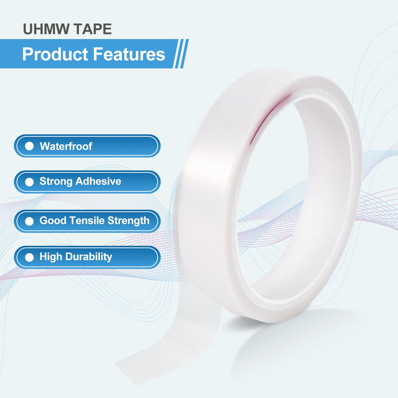 KitchenRaku UHMW (Ultra-high Molecular Weight) Polyethylene Tape, Low Friction Tape Noise Reduce & Surface Protect, Anti Squeak Tape for Wood, Drawers, Cabinets, Curtains (Translucent, 0.75" x 5Yds) Translucent