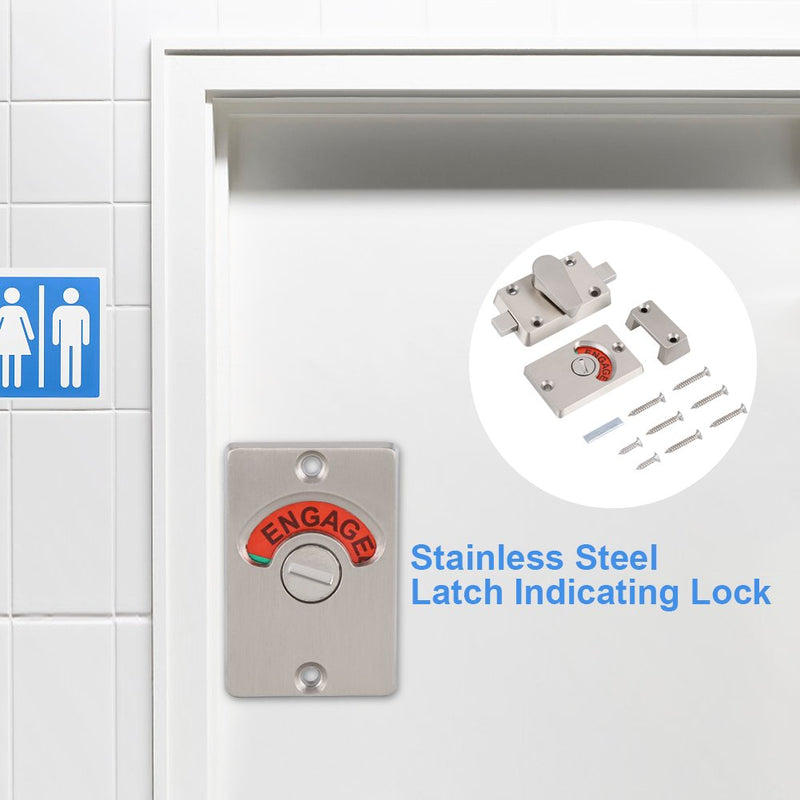 Fdit Latch Indicating Lock Stainless Steel Bolt Door Lock Indicator Bolt Vacant/Engaged Bathroom Wc Public Restroom Toilet Privacy Partition Door Lock Latch