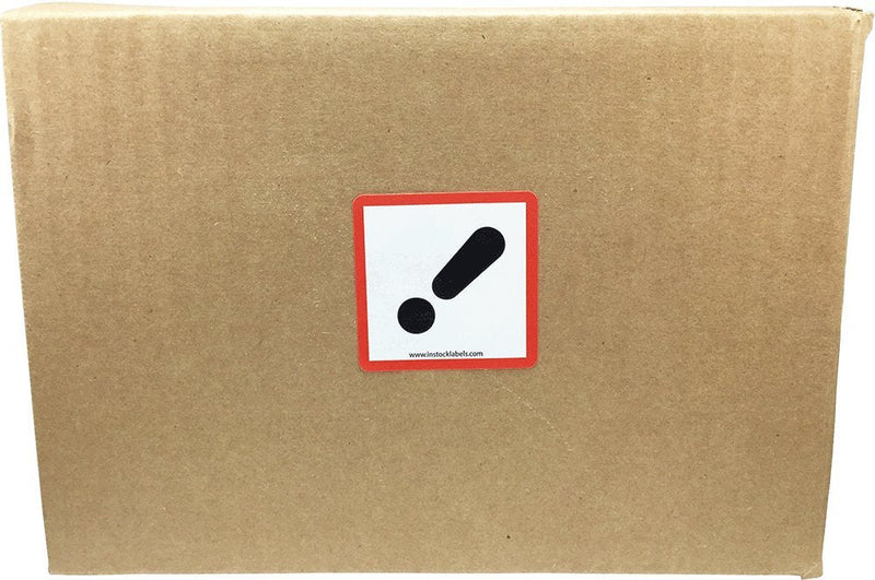 GHS Pictogram Labels Exclamation Mark, 2 x 2 Inch Square Hazard Stickers, 500 Total Adhesive Labels on a Roll for Chemical Safety, GHS Compliance, and Workplace Labeling – Made in the USA