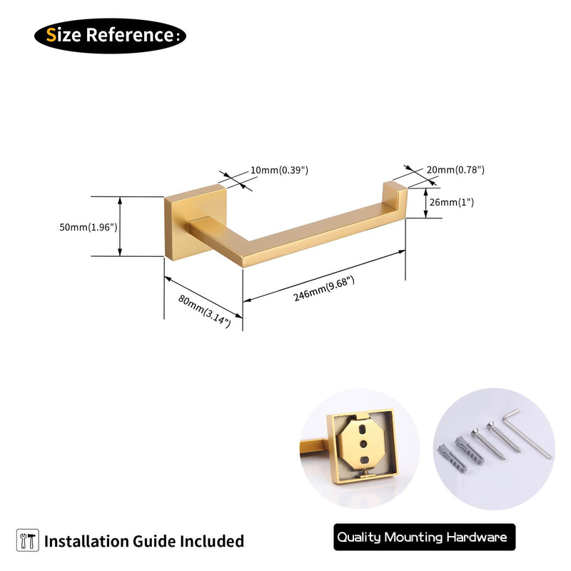 GERZWY Gold Bathroom Toilet Paper Holder Stainless Steel Tissue Paper Roll Holder Wall Mount IG1805-BE