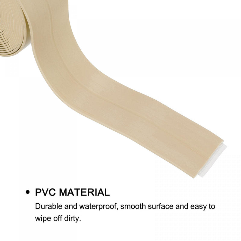 uxcell Waterproof Seal Caulk Strip Tape Self Adhesive 0.87" W x 10.5'L PVC Sealing Tape for Kitchen Bathroom Beige 2Pcs 0.87"