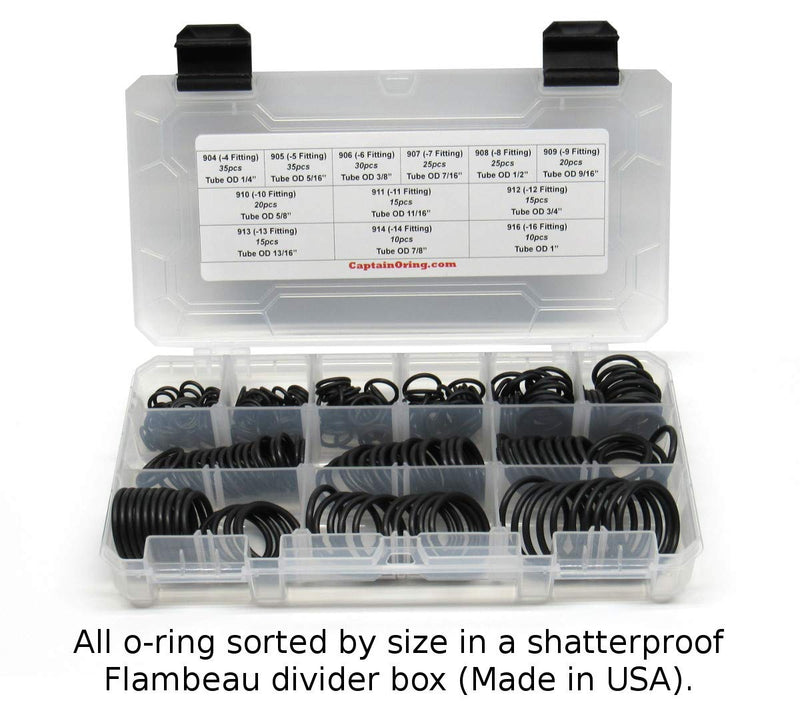 [Australia - AusPower] - Captain O-Ring - ORB BOSS Hydraulic Fitting SAE 900 O-Ring Seal Kit (Buna-N 70-255 Piece Kit, 12 sizes) 
