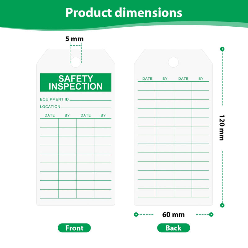 Safety Inspection Tags,100-pk Safety Tags with Wires Attached,Tear & Water Resistant PVC-Plastic,Accident Prevention Labels,Weather Proof 100