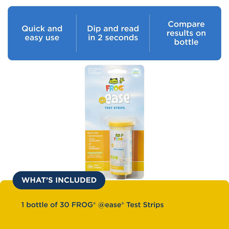 FROG @Ease Test Strips for Hot Tubs and Swim Spas - Test Strip with Out Indicator for FROG @Ease SmartChlor Cartridges, pH, Total Alkalinity and Total Hardness - 30 Test Strips