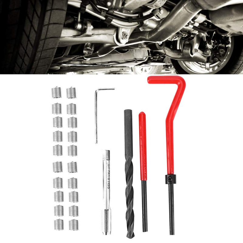 [Australia - AusPower] - M7 X 1.0 Helicoil Thread Repair Kit Stainless Steel 25Pcs Thread Repair Kit Stainless Steel Twisted Drill Wrench Threaded Insert Tap Insertion Tool M7X1 