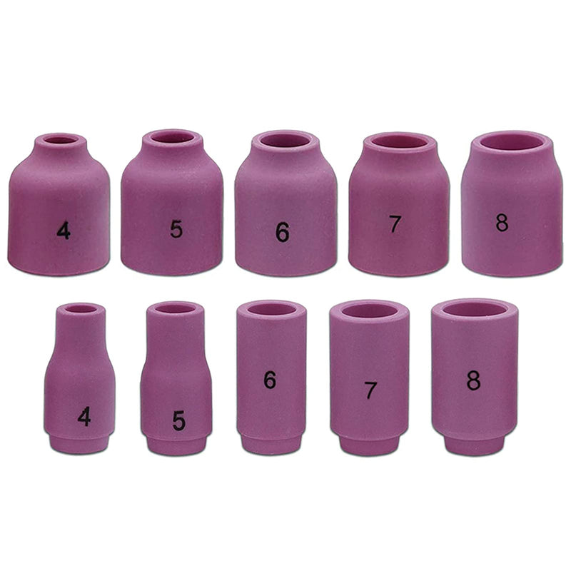 Zinger TIG Welding Torch Stubby Gas Lens #10 Glass Cup Kit for WP-17/18/26 | 63PCS TIG Torch Kit Tig Welding Accessories Alumina Nozzle Collets Body Stubby Gas Lens #10 Glass Cup for WP-17/18/26 Torches