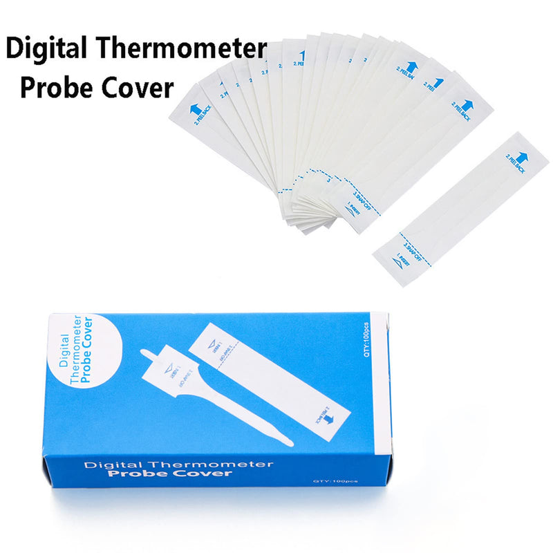 [Australia - AusPower] - 100 Pcs White Disposable Probe Covers for Digital Oral Thermometers Rectal Thermometer Sleeves Universal Probe Covers for Thermometer Safe and Sanitary and Healthy Easy to Use 