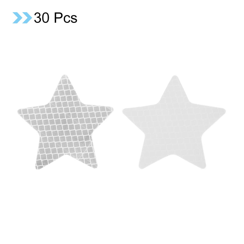 PATIKIL Reflective Stickers, 30 Pack 2.36 x 2.36 Inch Waterproof Adhesive High Visibility Night Caution Warning Star Shape Safety Tape Reflector for Trucks Trailers Cars, White