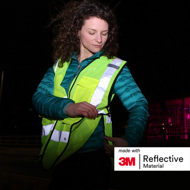 Salzmann Breakaway Mesh Reflective Vest | Multi Pocket High Vis | Available in 3 Styles & 5 Sizes | 5-Point Breakaway Design made with 3M Reflective Material Small-Medium Yellow