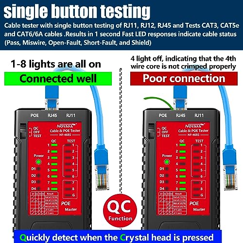 NOYAFA red network cable tester with Ethernet cable mapper and continuity testing functions