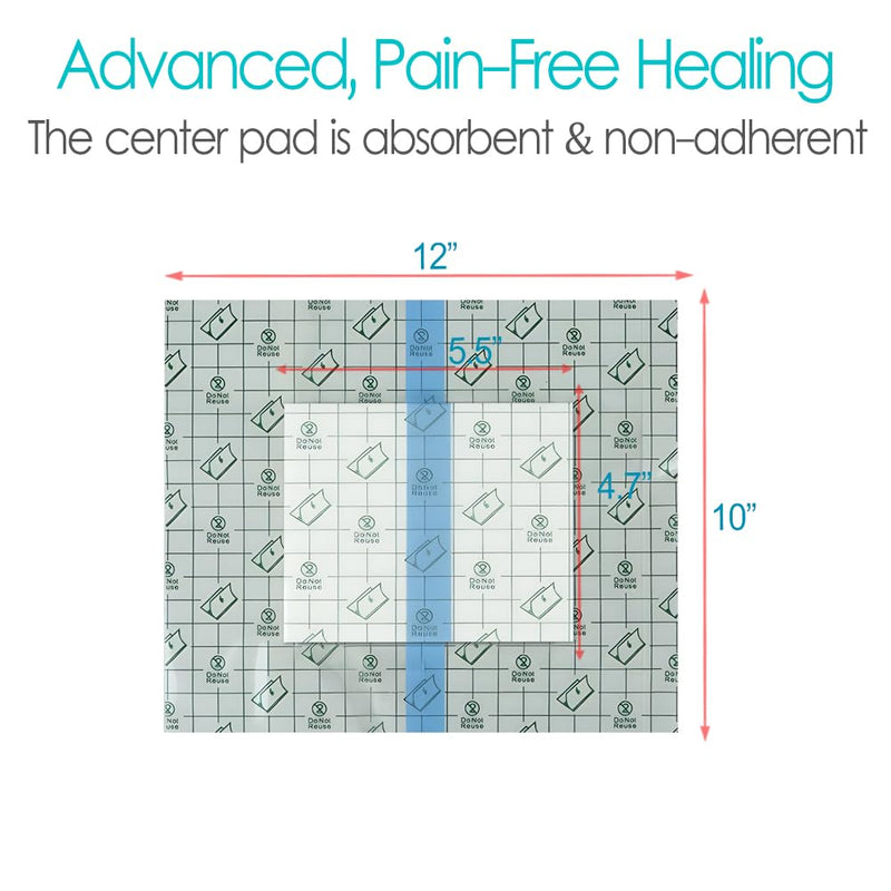 7 Pcs Waterproof Shower Cover 10"x12" with Non-Stick Center Pad for Large Port Surgery Incisions Protector Patch Transparent Film Clear Adhesive Wounds Dressing Bandage Shields 10x12 Inch (Pack of 7)