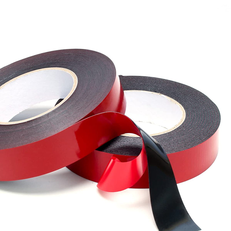 Unifizz PE Foam Double Sided Adhesive Tape Sponge Mounting Tape 2mm Thick 5m Length 5mm Wide Red Film Sticker Foam Glue Strip Sealing for Indoor Outdoor and Home Office Decor, Black 2 Rolls