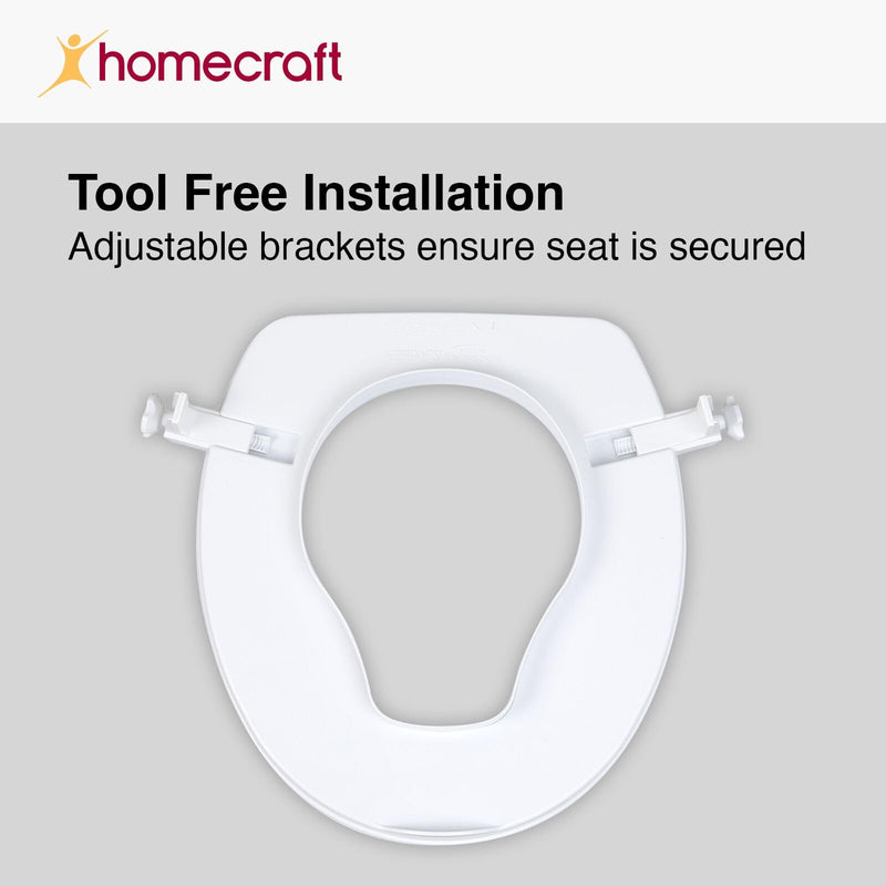 Homecraft Savanah Raised Toilet Seat, 2" High Elevated Toilet Seat Locks Onto Standard Toilets, Portable Assistance Commode Seat with Sturdy Brackets, Medical Aid for Elderly, Disabled, Limited Mobility
