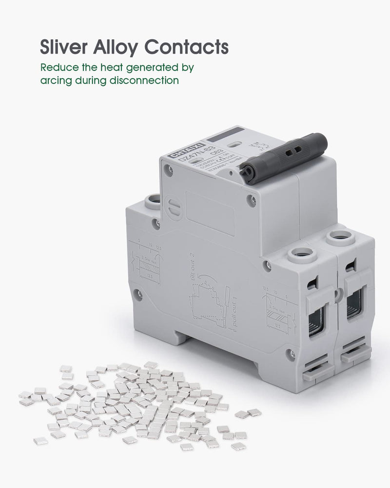 [Australia - AusPower] - AC Miniature Circuit Breaker, 32 Amp 120V/240V 2 Pole DIN Rail Mount Circuit Breaker, Thermal Magnetic Trip, Solar AC Disconnect Switch MCB C32 